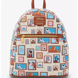 Loungefly Disney Dogs Mini Backpack Portrait Gallery Dog Characters Pattern Bag